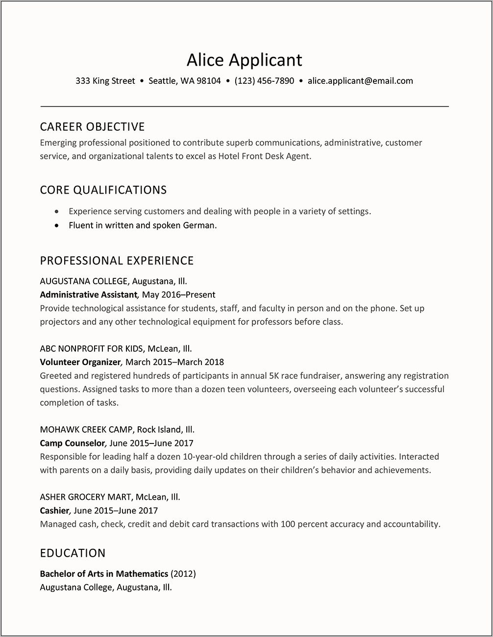 Entry Level Hr Resume Objective