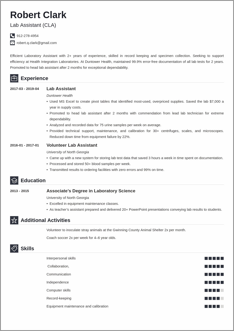Entry Level Lab Assistant Resume Template Download