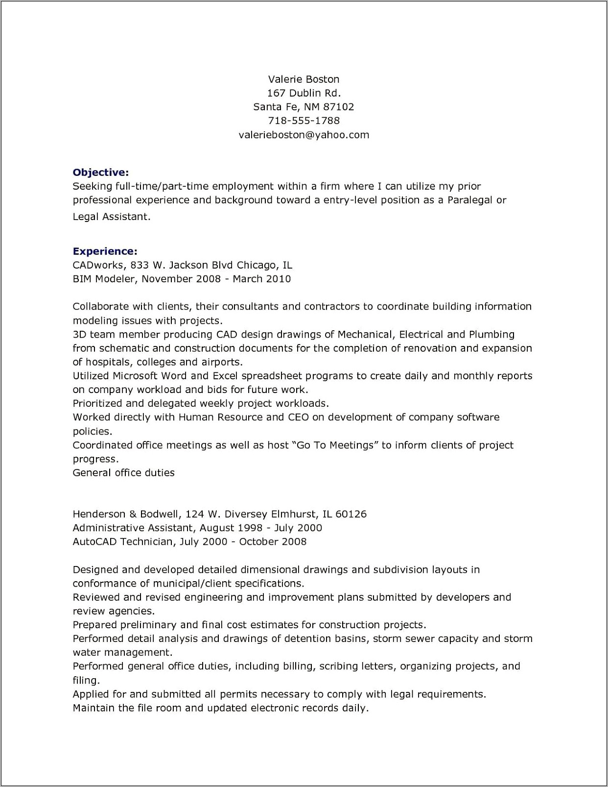 Entry Level Legal Assistant Resume Summary
