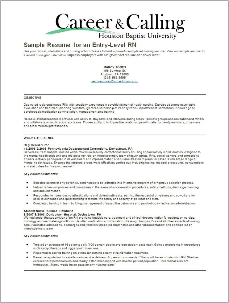 Entry Level Nurse Practitioner Objective Resume