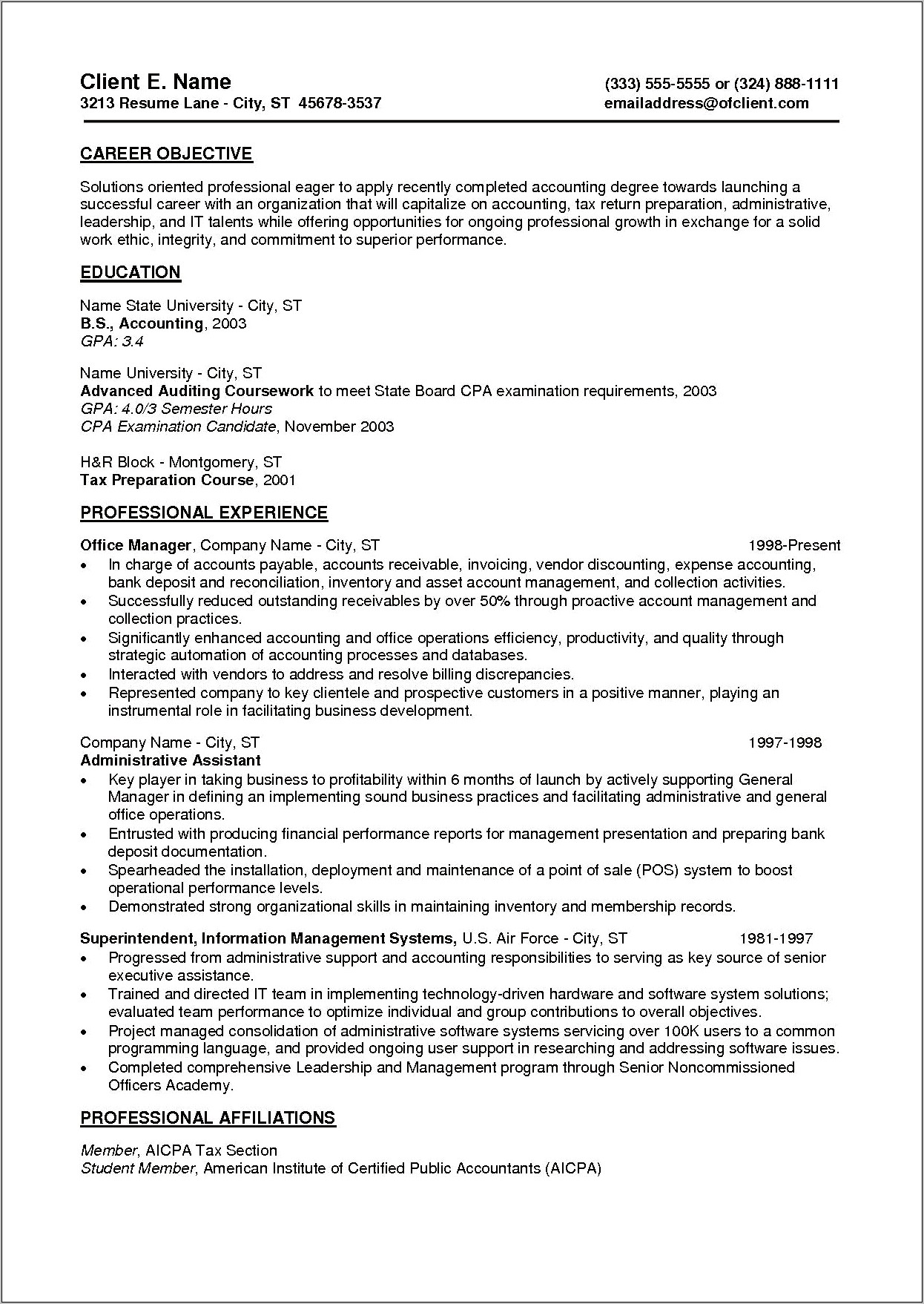 Entry Level Objective For A Resume