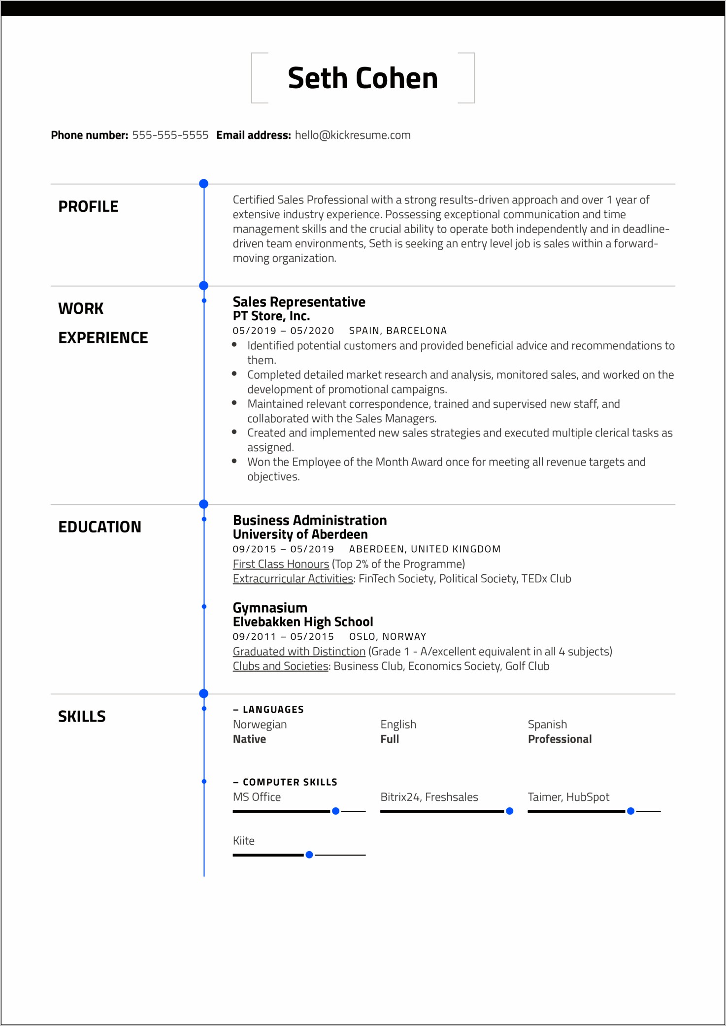 Entry Level Office Assistant Resume Example