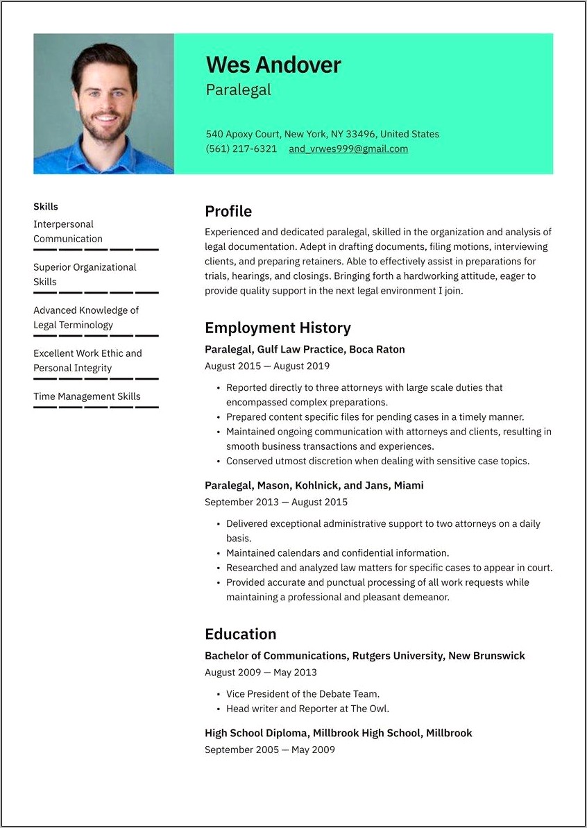 Entry Level Paralegal Resume Objective Sample