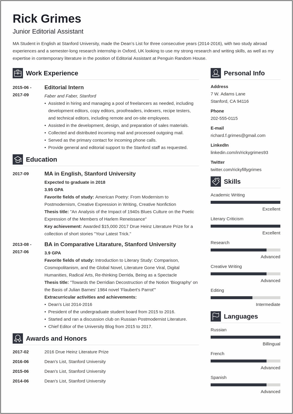 Entry Level Proffersional Summer Pogrammer Resume Examples