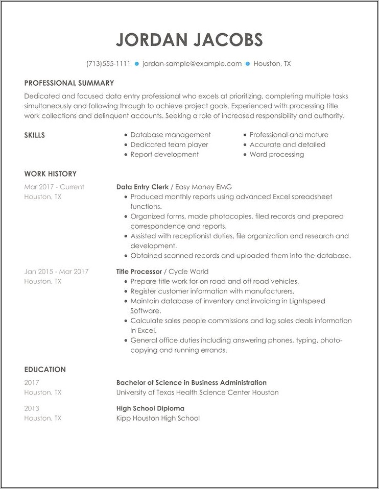 Entry Level Resume Examples 2015