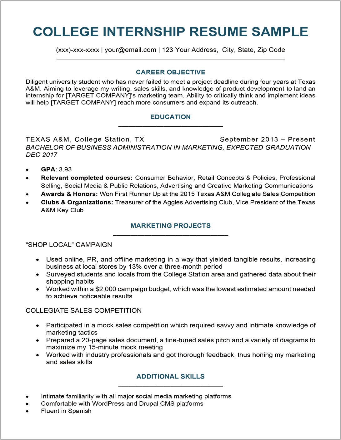 Entry Level Resume Samples For College Graduate
