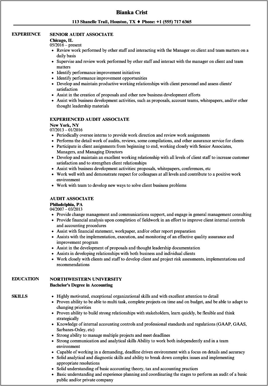 Entry Level Tax Associate Resume Objective