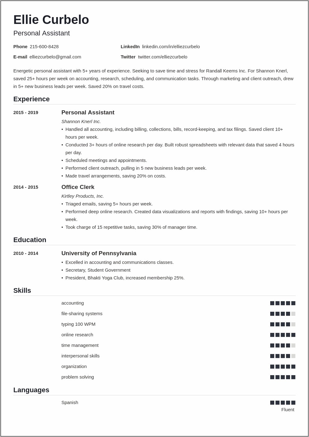 Entry Level Virtual Assistant Resume Sample