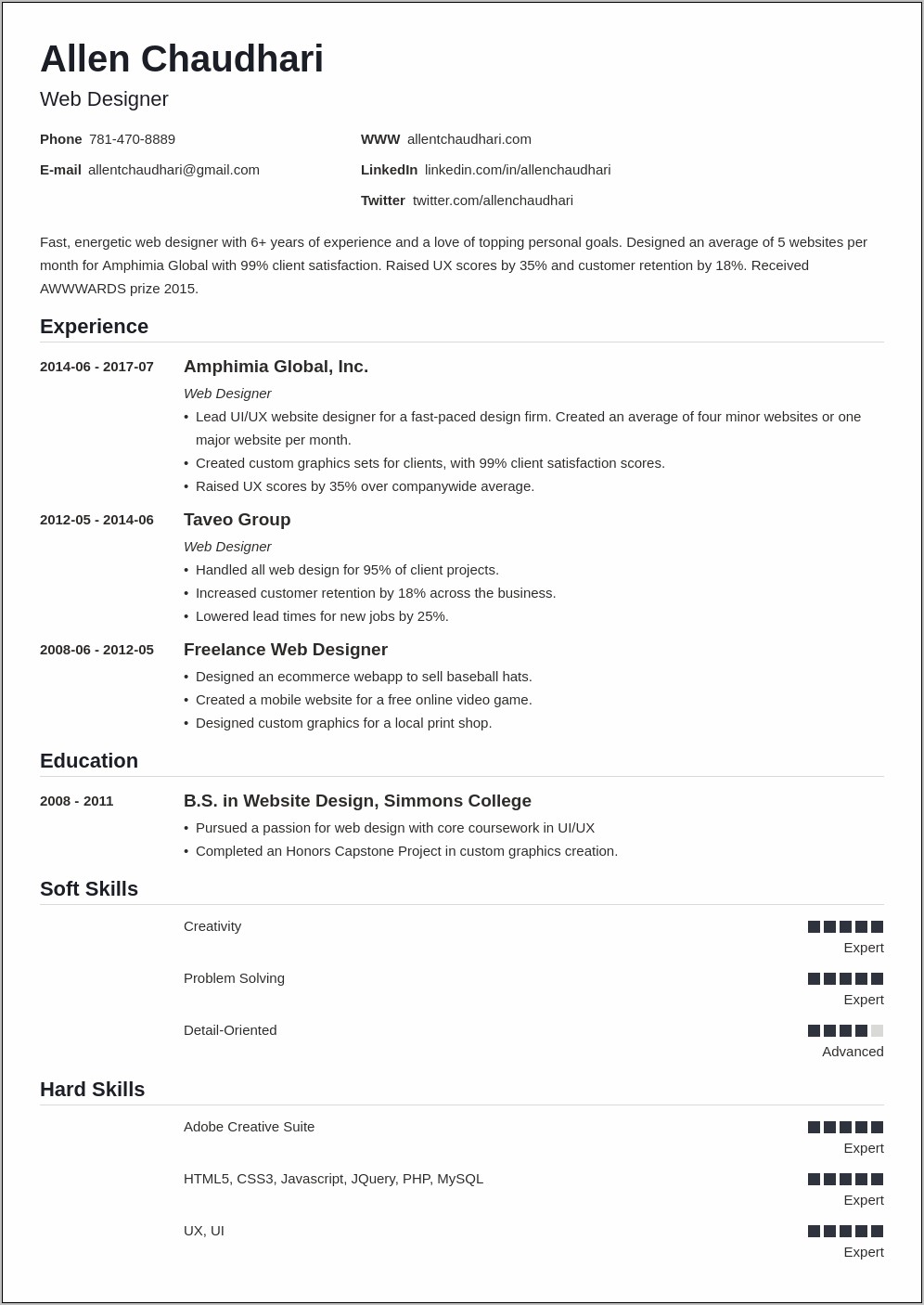 Entry Web Design Resume Cover Letter Examples