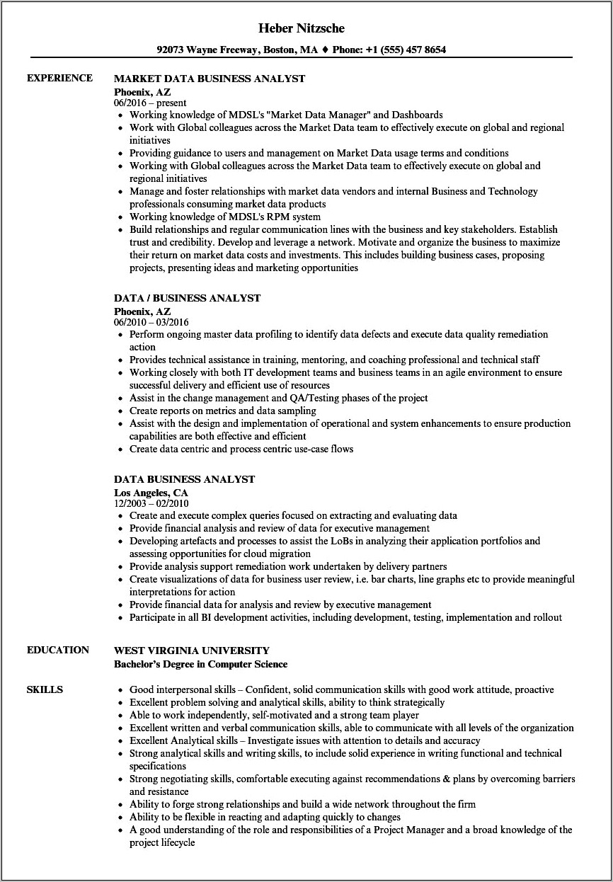 Erp Business Analyst Resume Sample Indeed