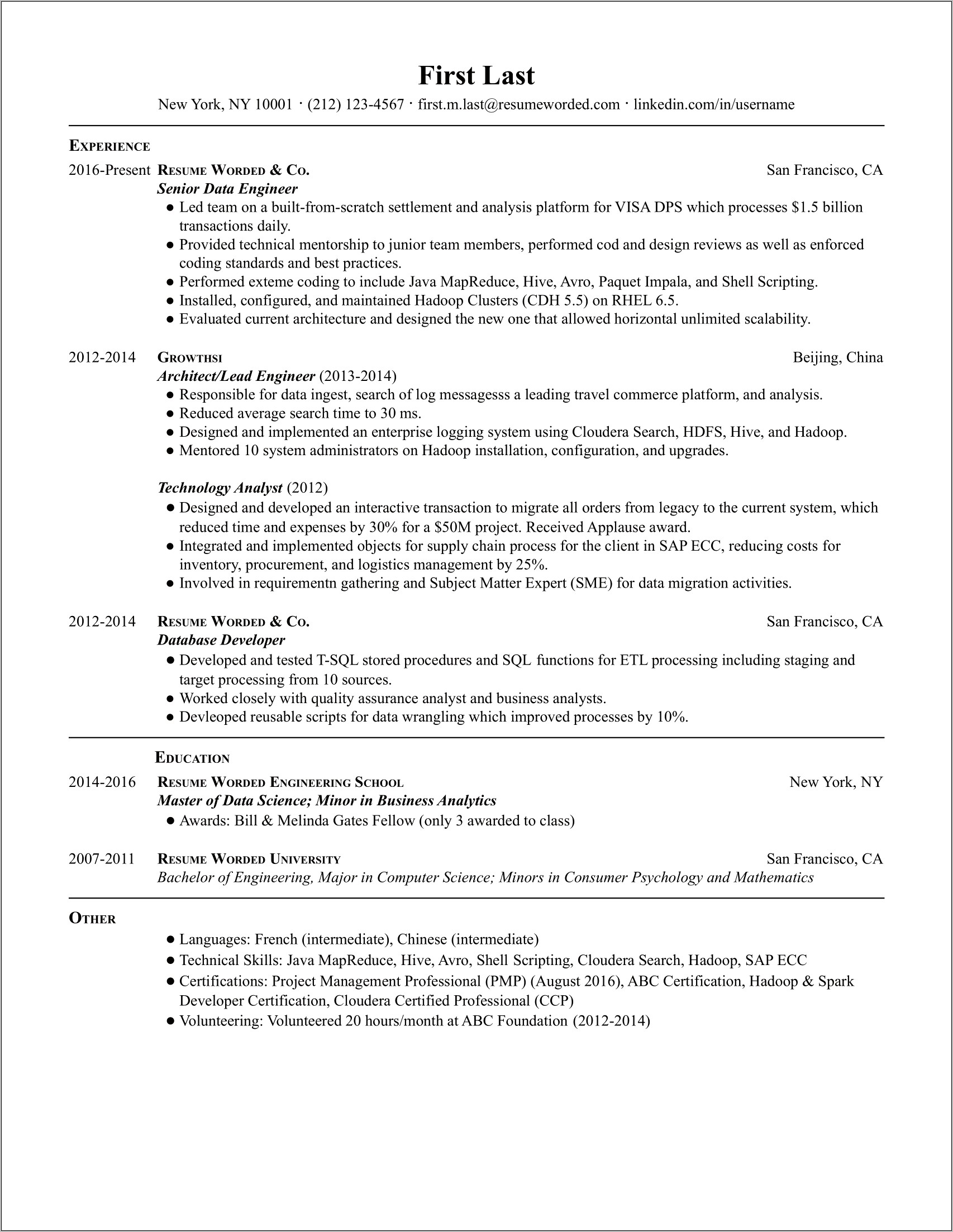 Etl Data Stage Experience In Resume