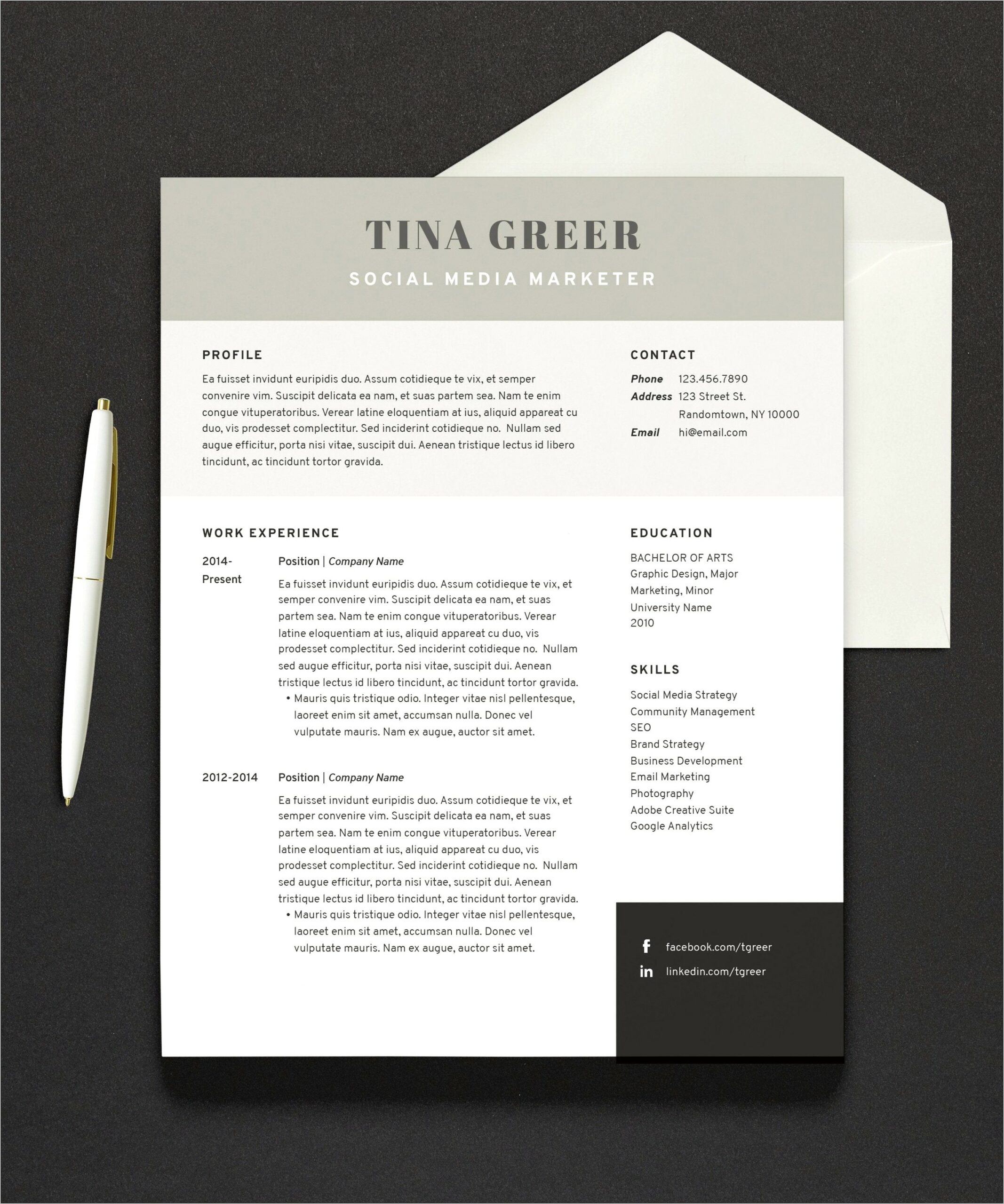 Etsy Modern 1 Page Resume Template
