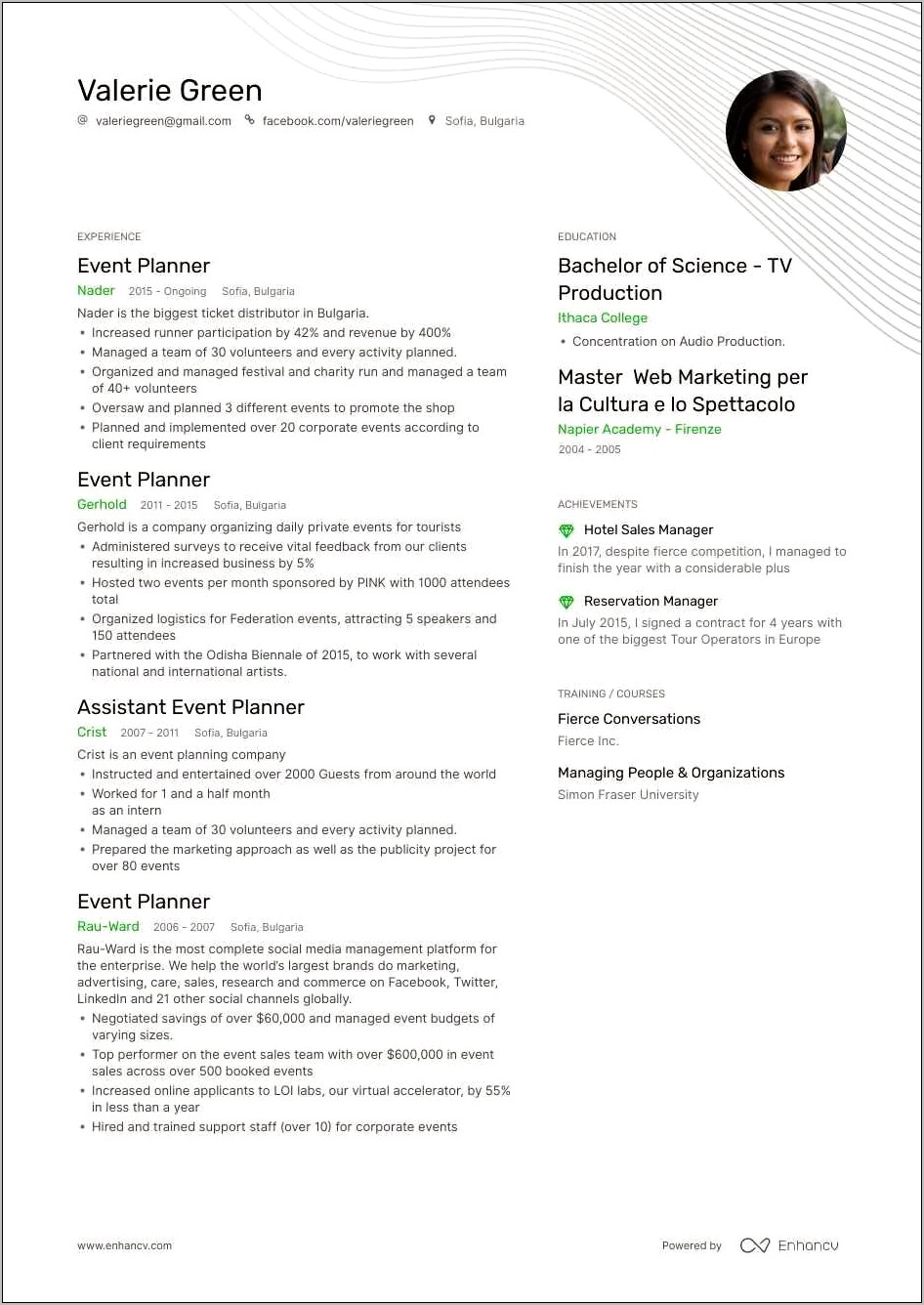 Event Specialtist Skills For Resume