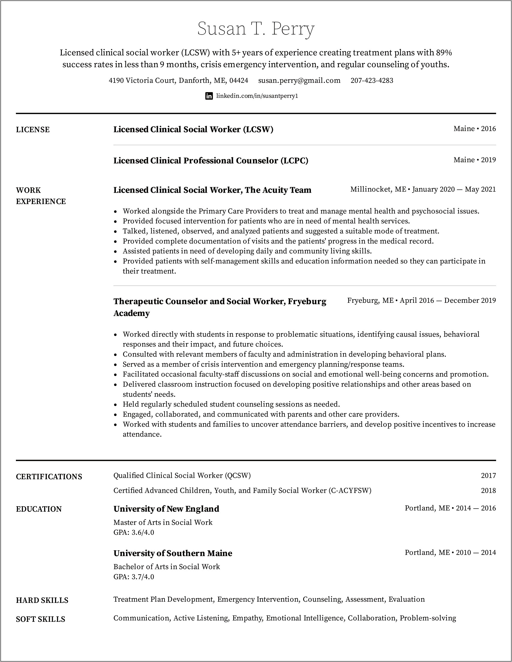 Example About Me In Resume