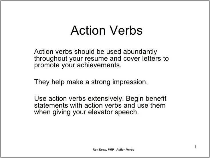 Example Action Verbs Used On Resumes