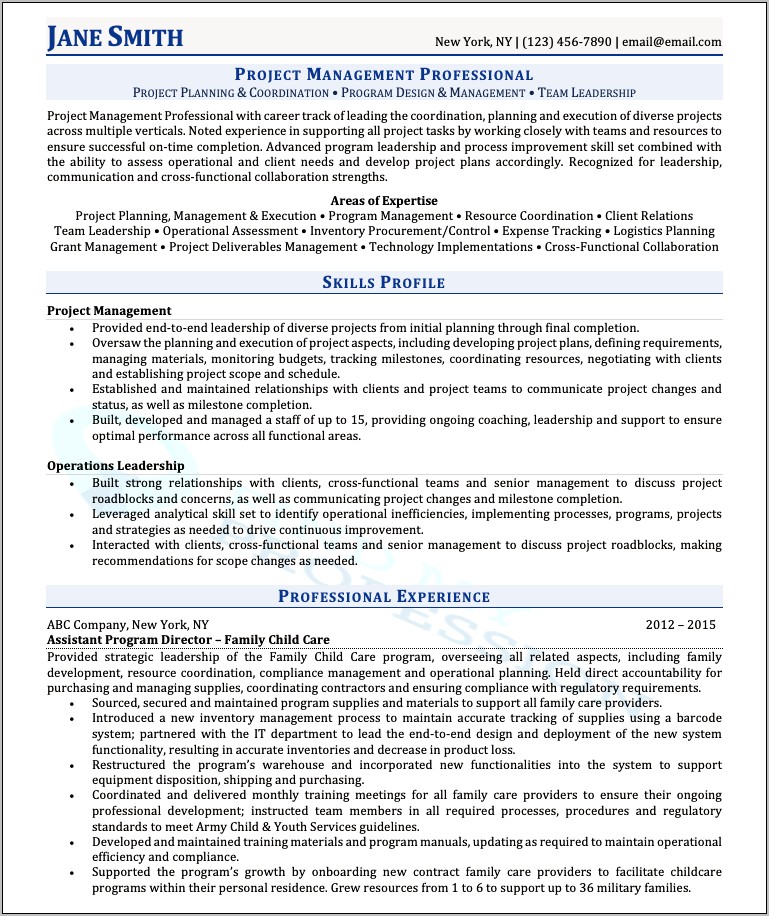 Example Combination Chronological Functional Resume