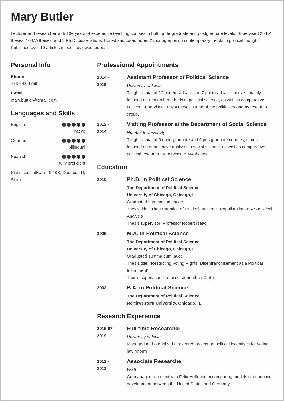 Example Coursework On A Resume