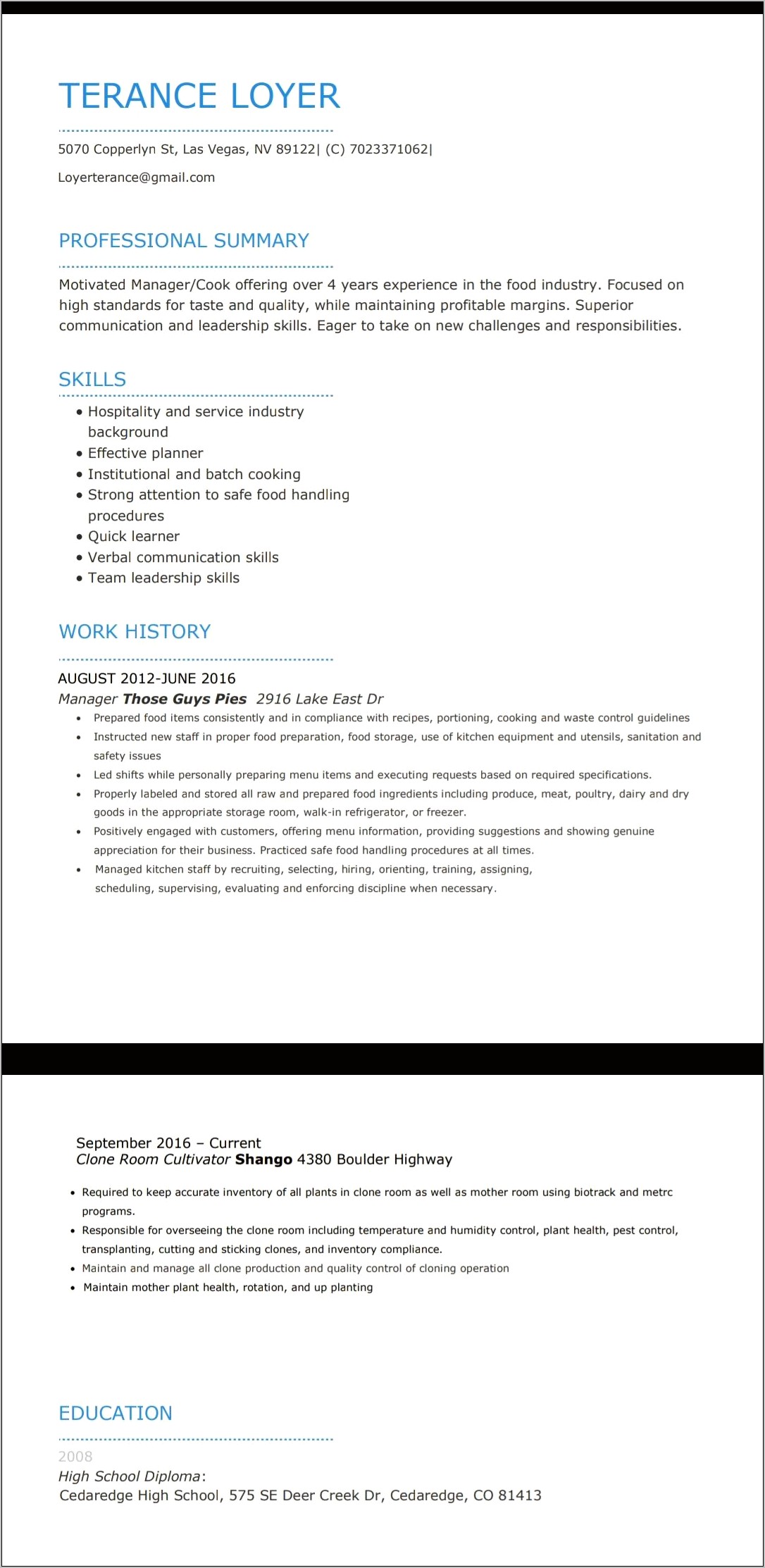 Example Cover Letter For Resume Cannabis
