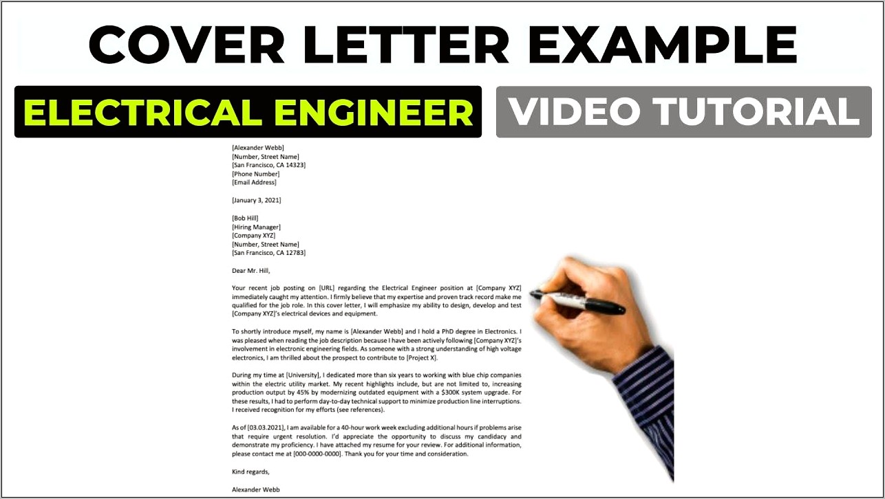 Example Cover Letter For Resume Electrical Engineer