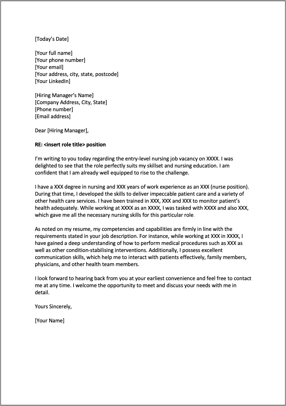 Example Cover Letter For Resume Healthcare
