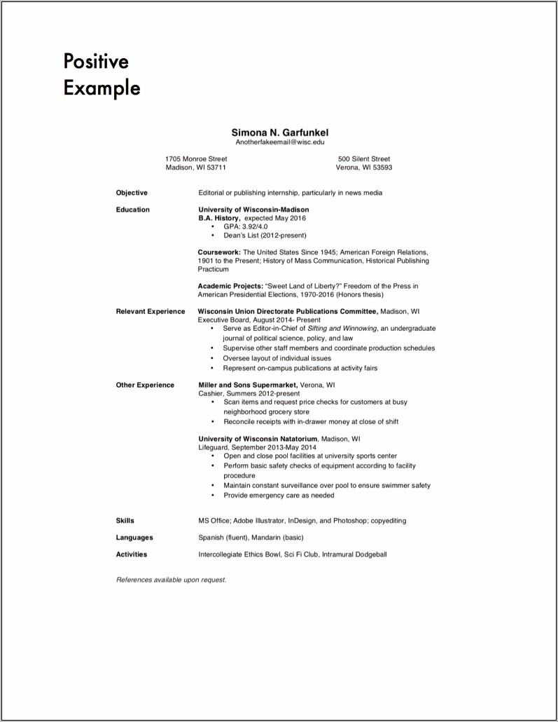 Example Cover Letter Resume Work History