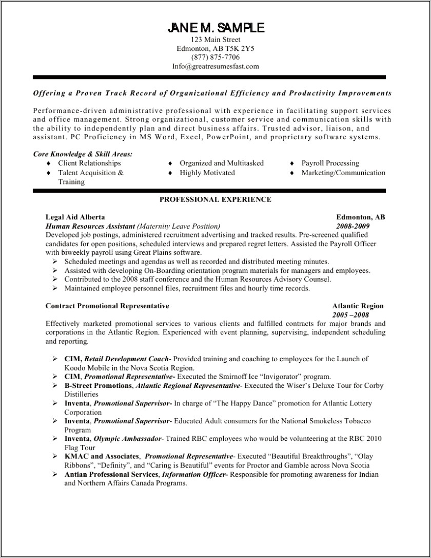 Example Entry Level Hr Resume