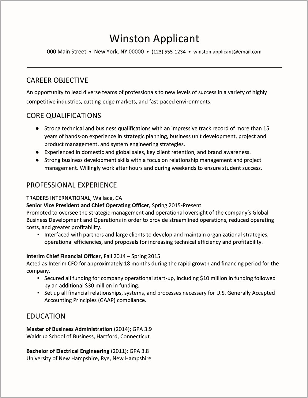 Example For Profile On A Resume