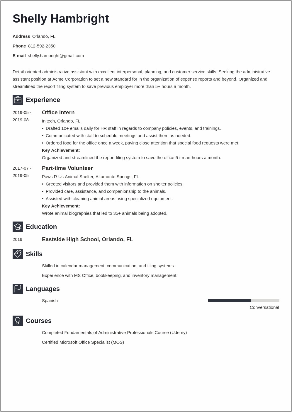 Example Headline For Resume For Administrative Position