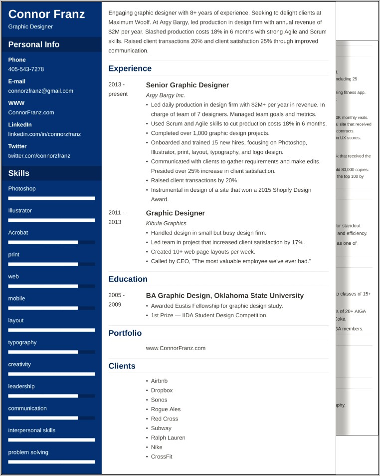 Example Of 2nd Page Of Resume