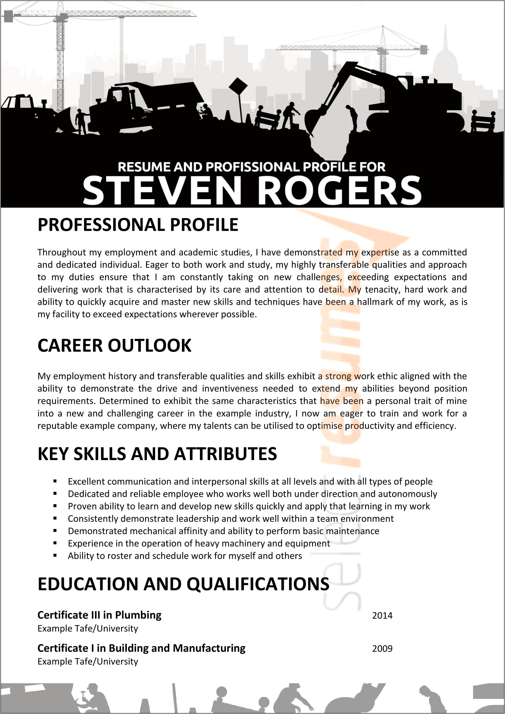 Example Of A Boilermaker Resume Cover Letter