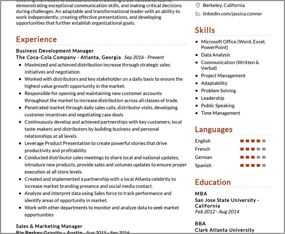 Example Of A Business Development Resume