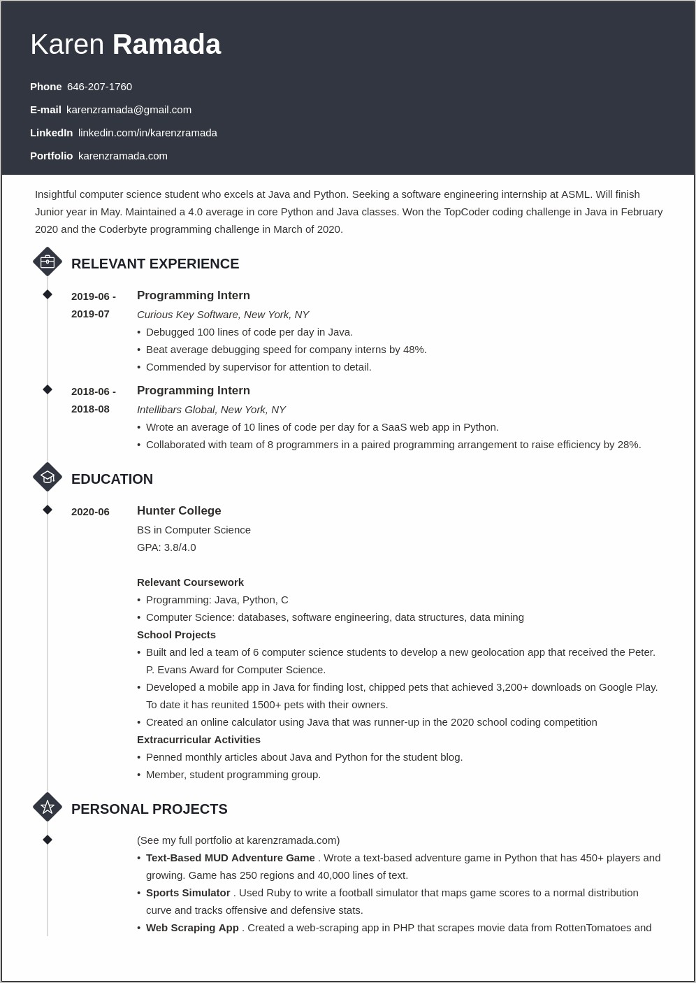 Example Of A Computer Science Resume
