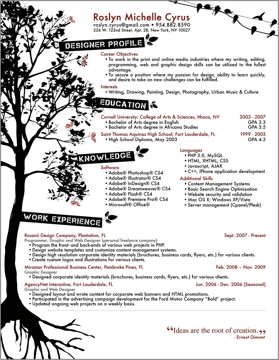 Example Of A Creative Resume Using Microsoft Word