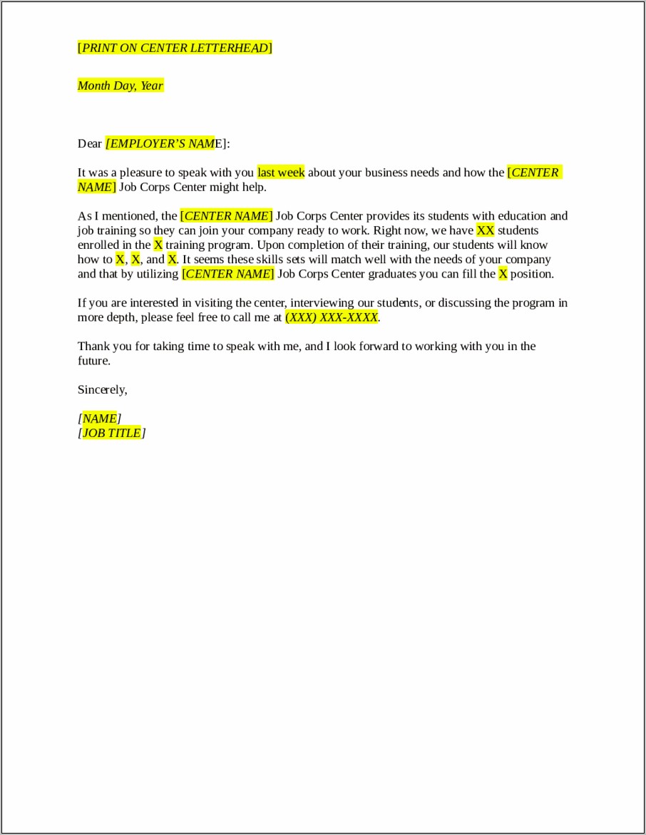 Example Of A Follow Up Letter To Resume