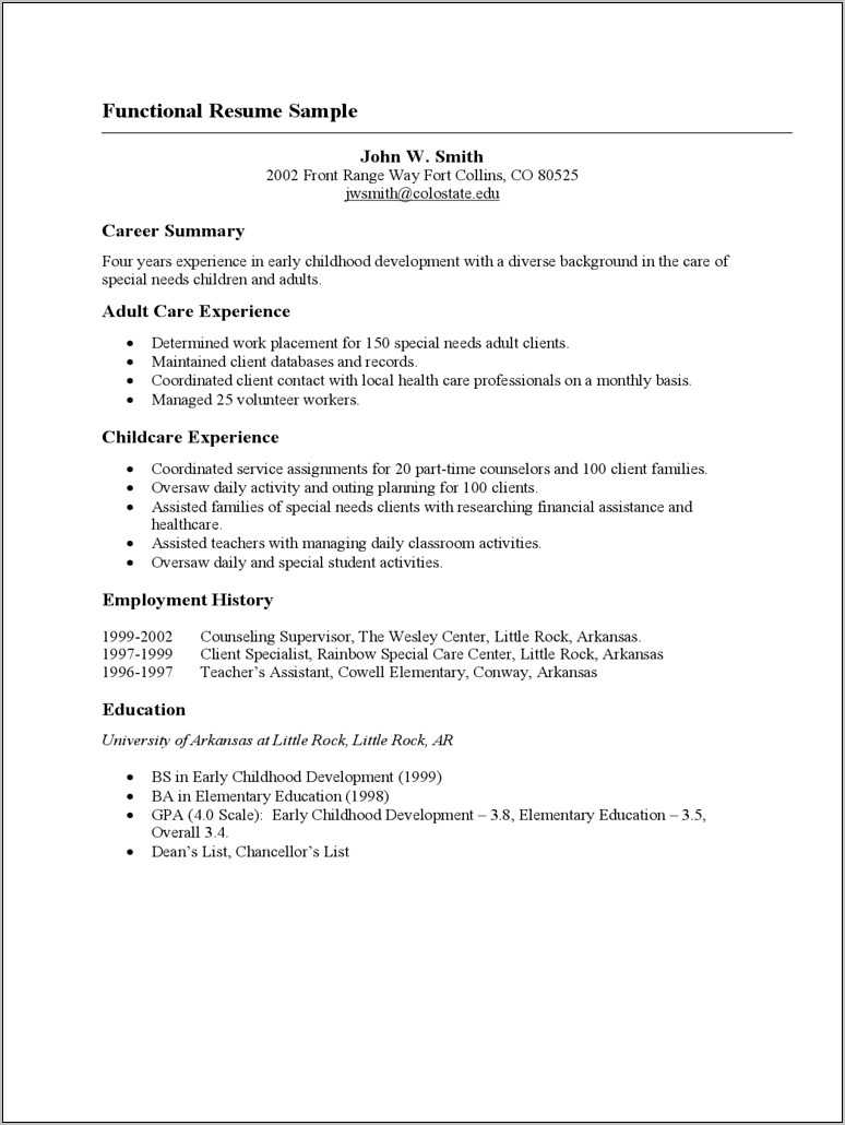 Example Of A Functional Resume For Customer Service