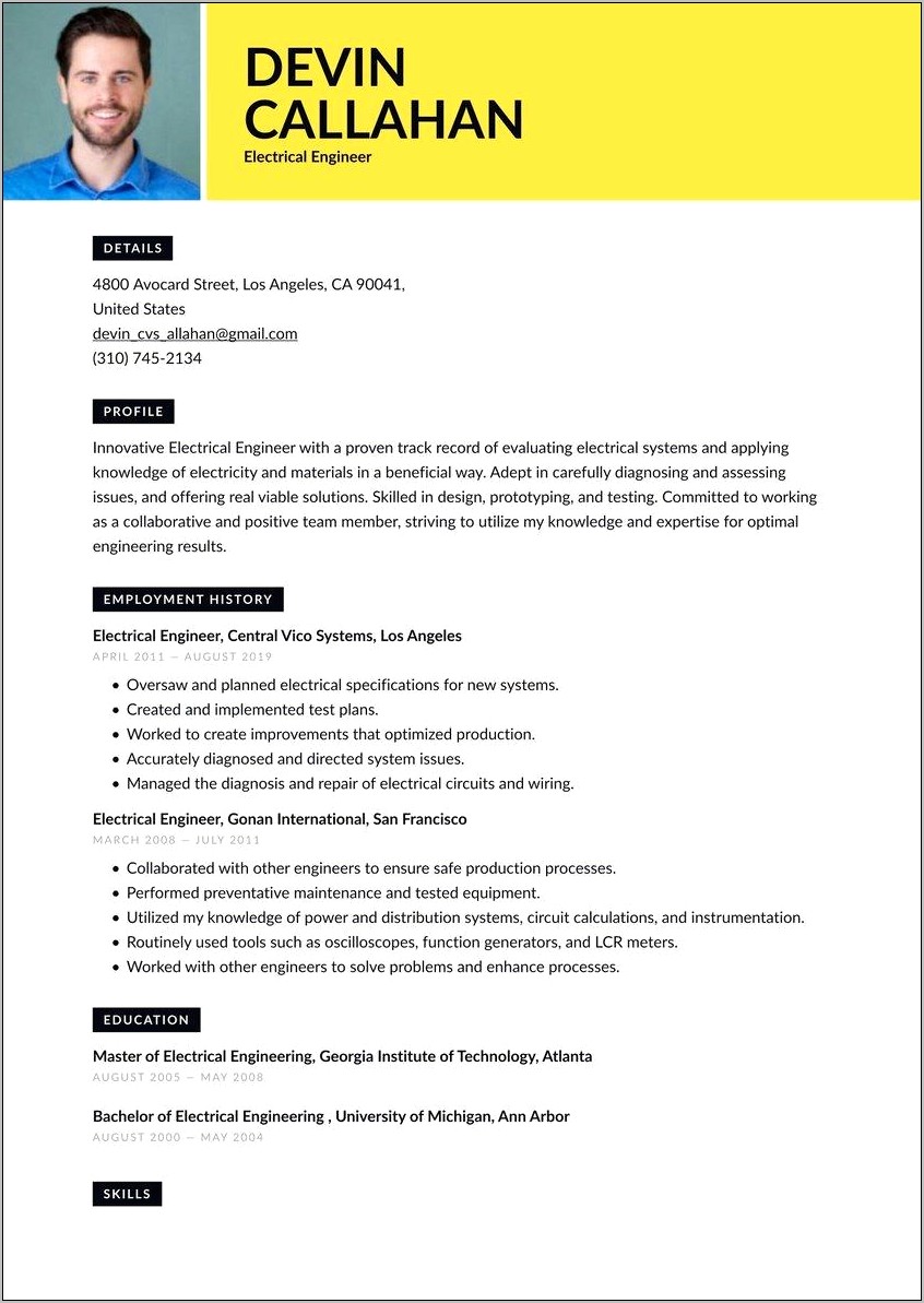 Example Of A Good Materials Engineer Resume