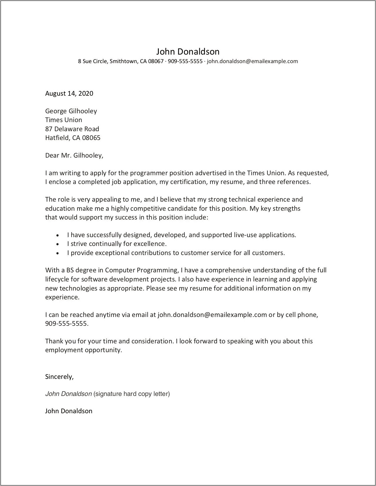Example Of A Good Resume Letter