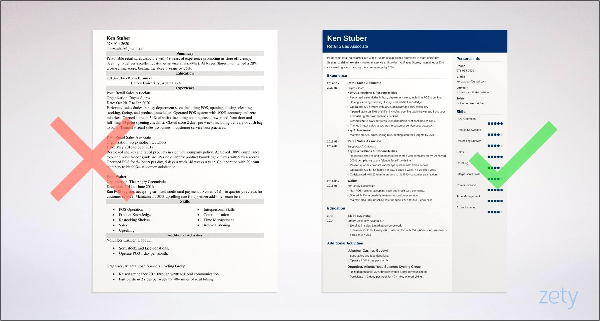 Example Of A Job Resume For Store Associate