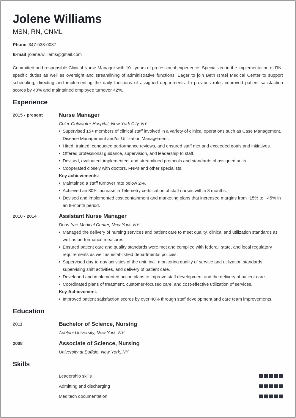 Example Of A Nursing Resume Objective