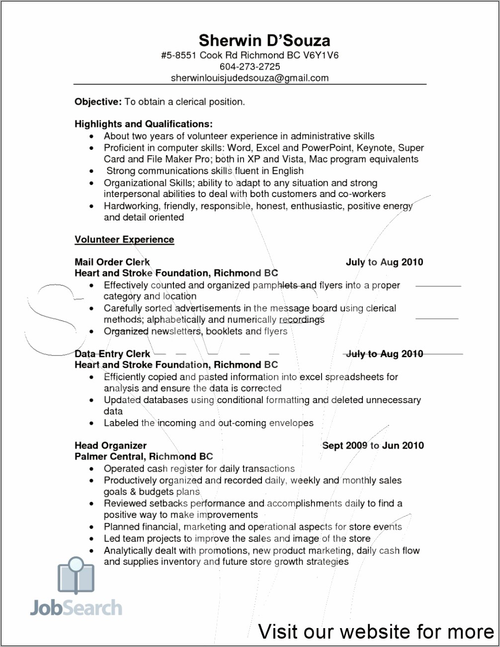 Example Of A Perfect Objective For A Resume