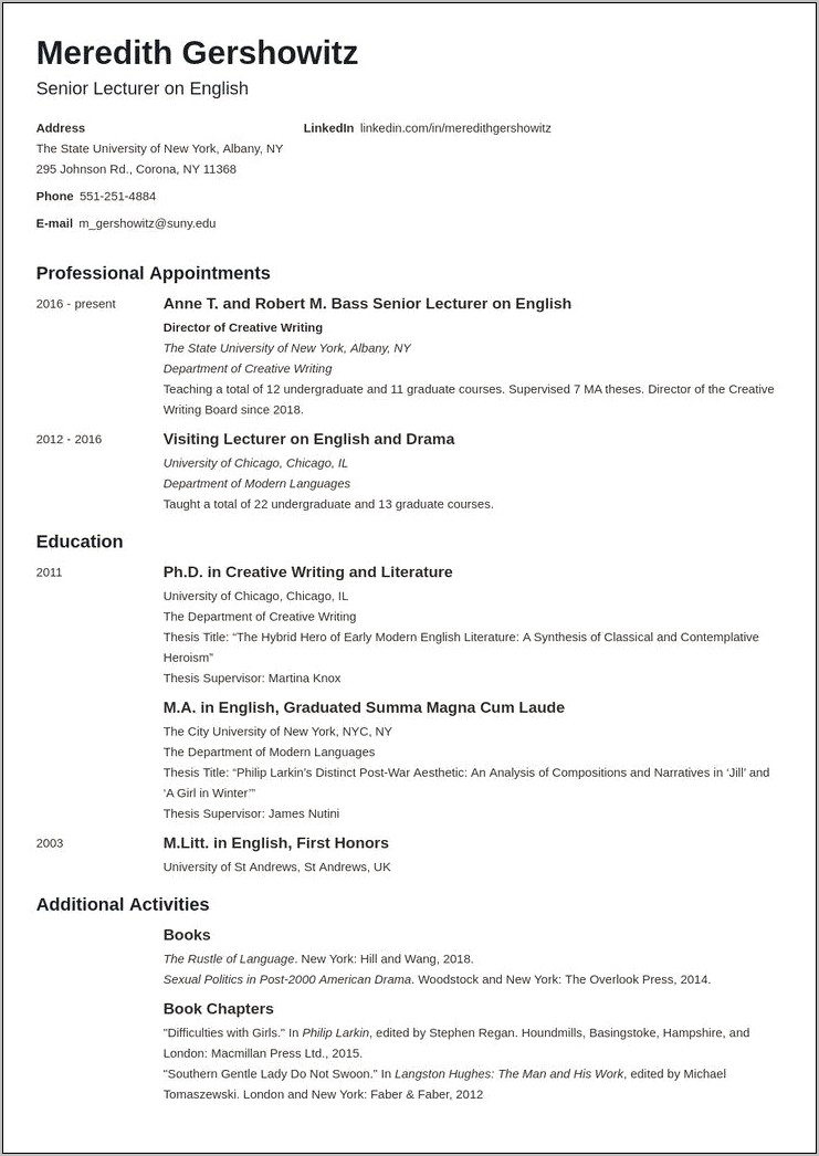 Example Of A Perfect Student Resume