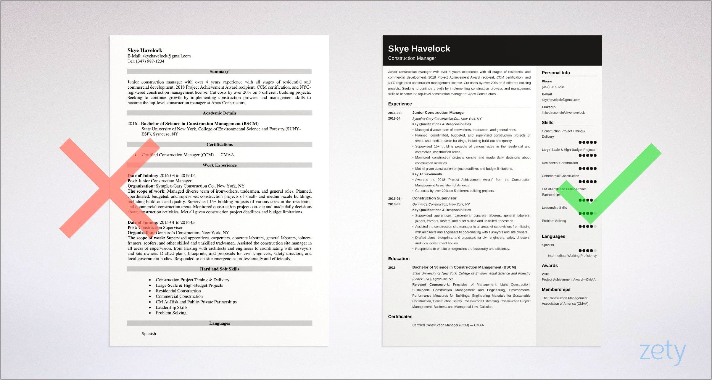 Example Of A Project Manager Of Construction Resume