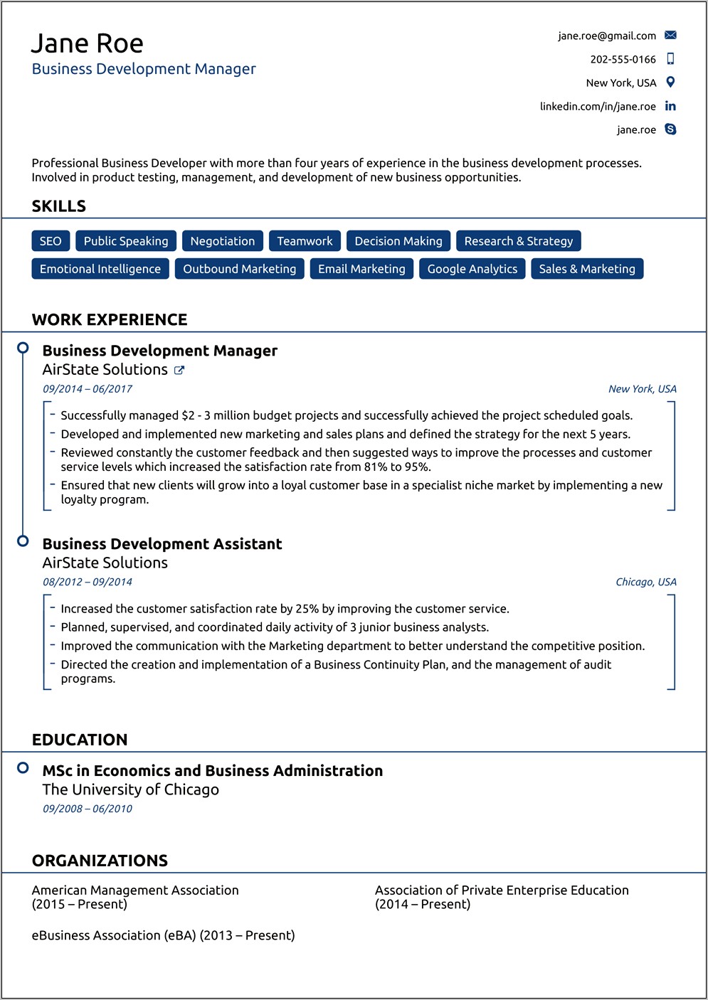 Example Of A Resume Layout
