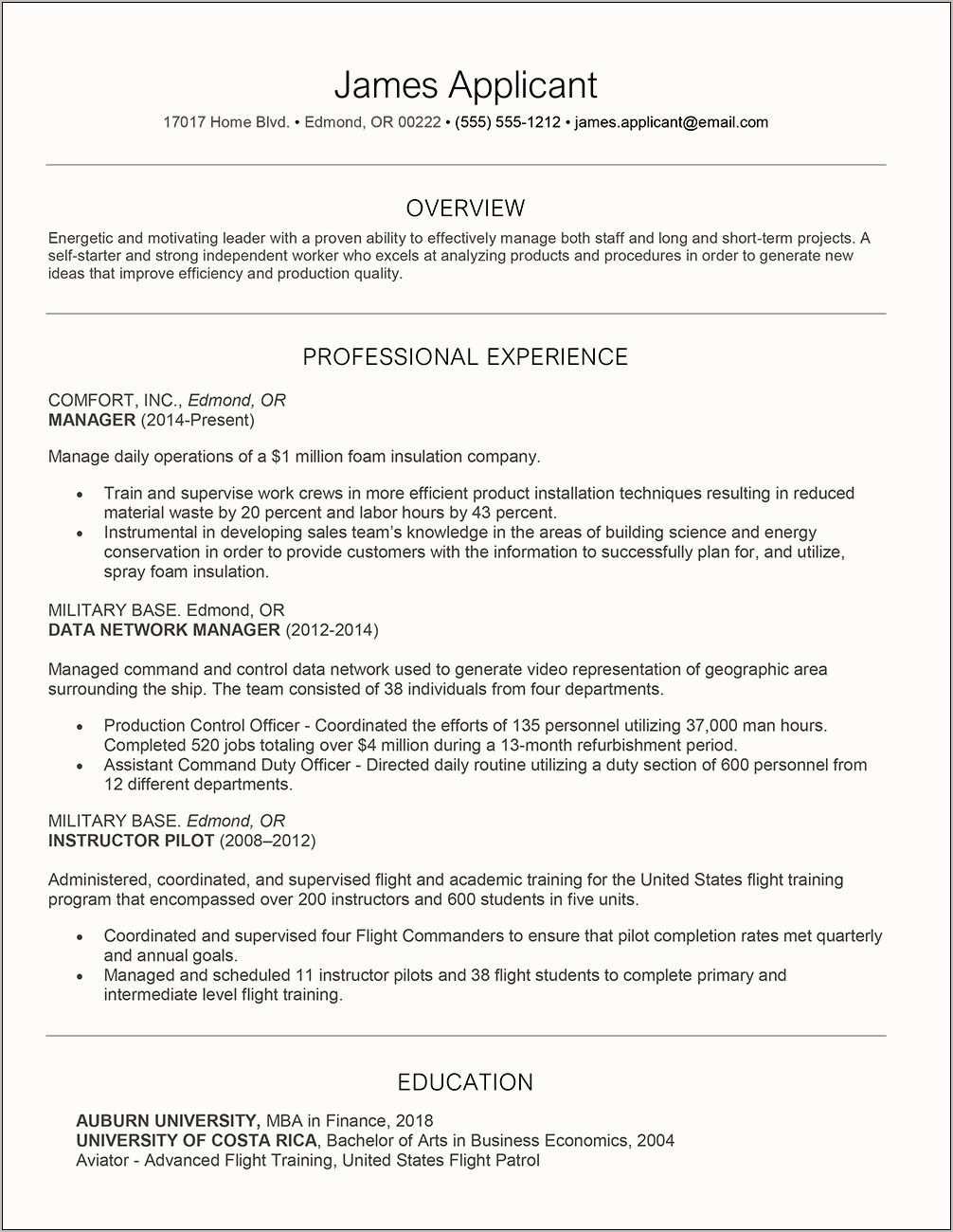 Example Of A Reverse Chronological Resume