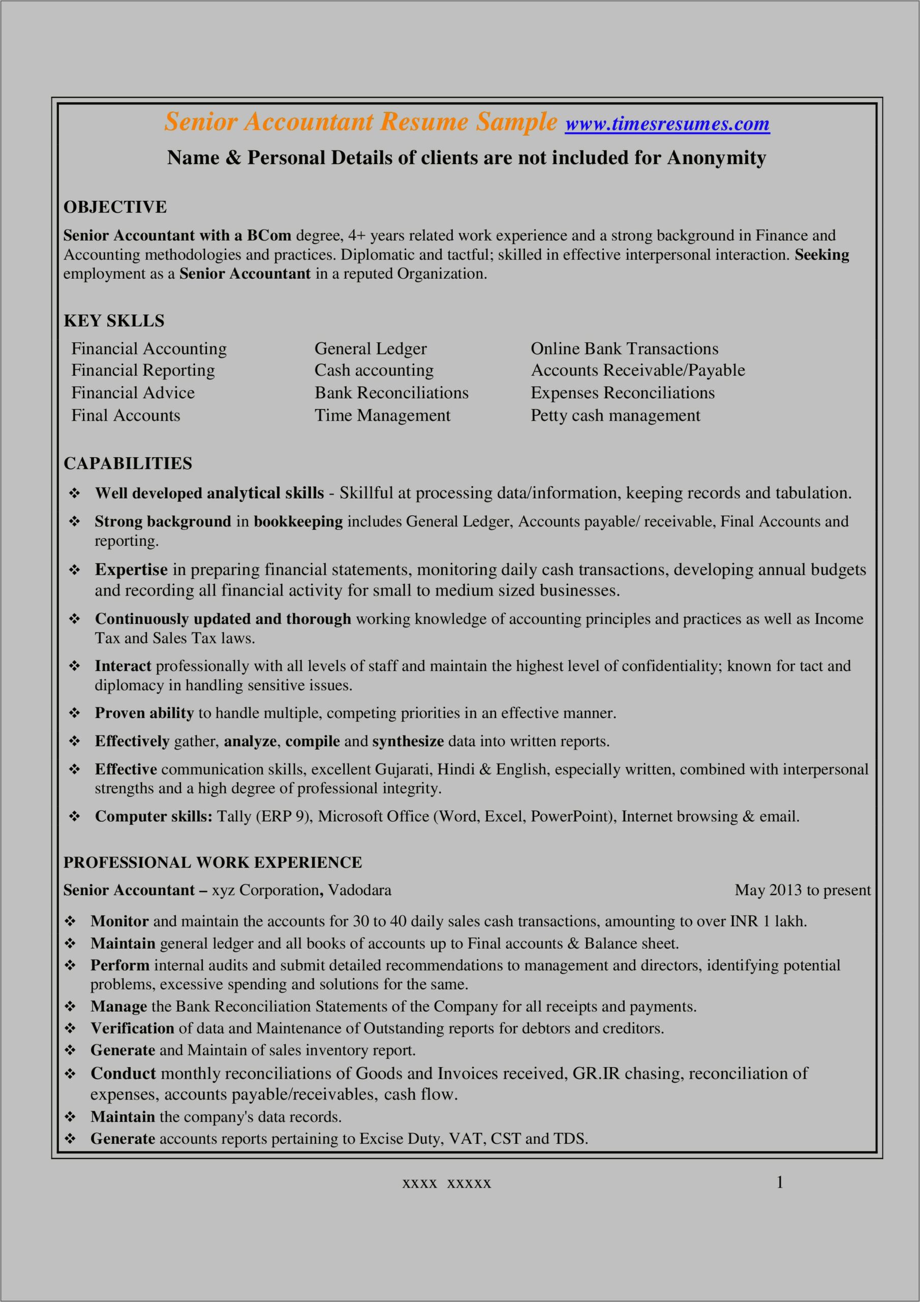 Example Of Accountant Resume Job Description