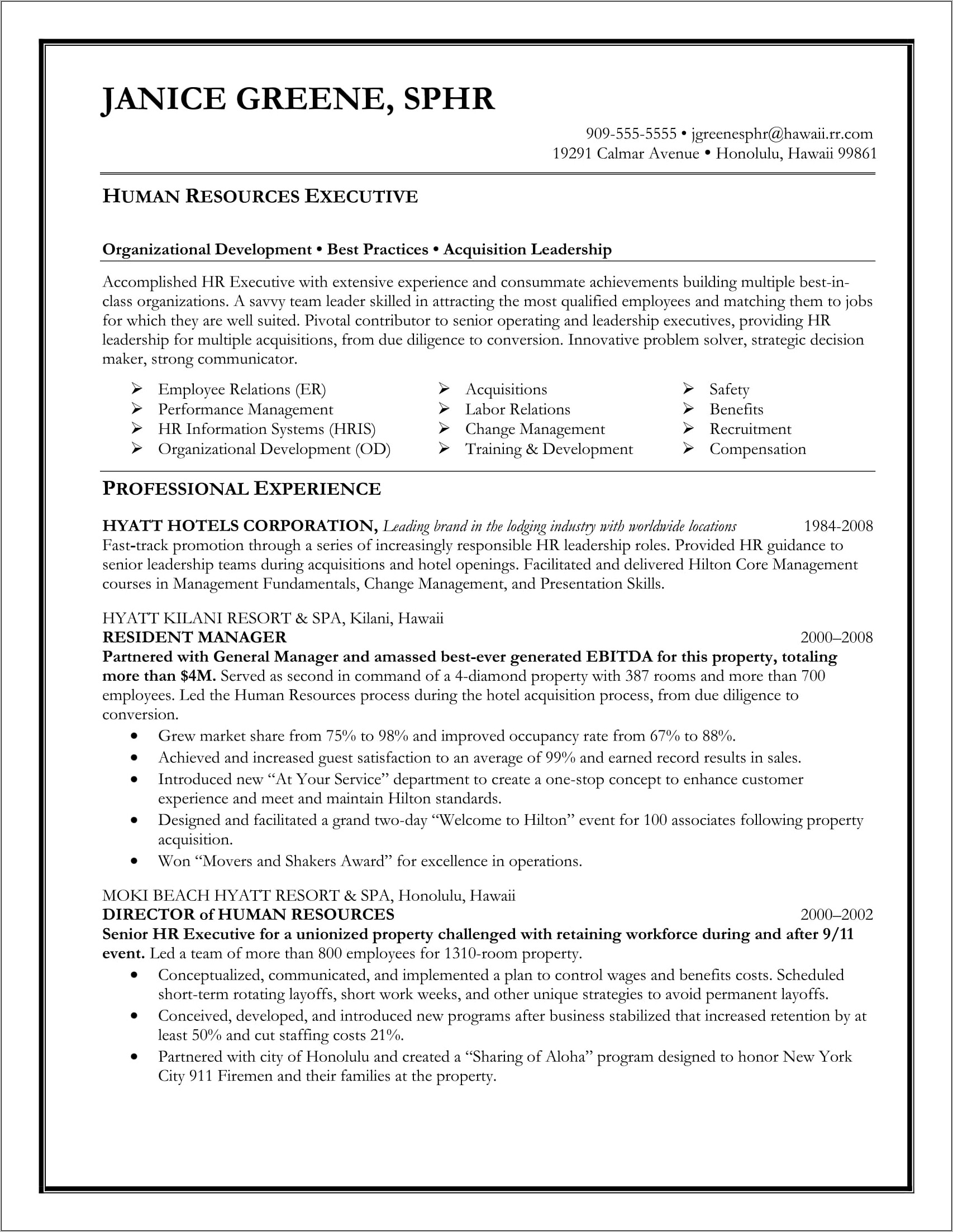 Example Of An Executive Resume Free