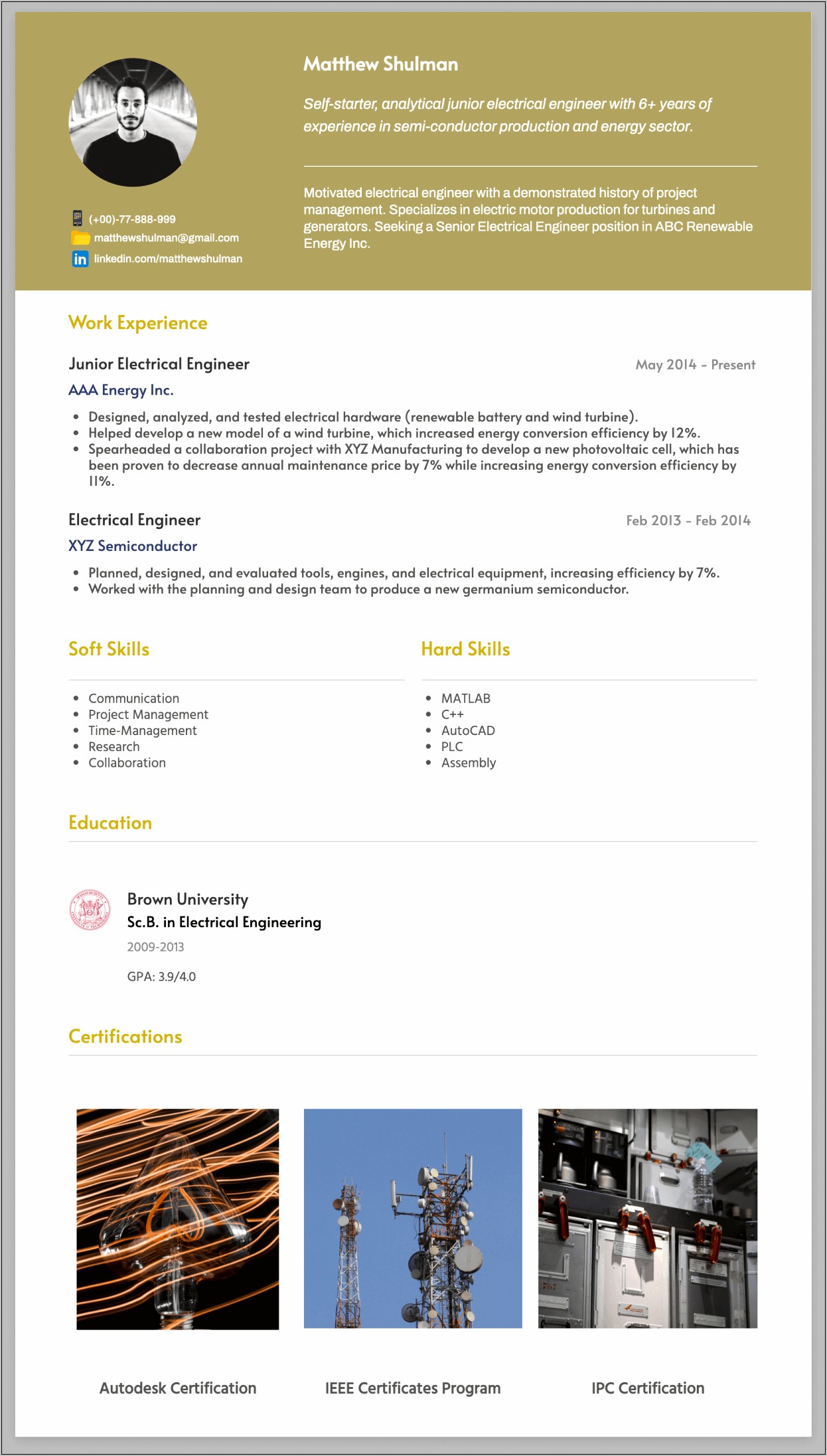 Example Of Bachelor Degree Electrical Engineering Resume