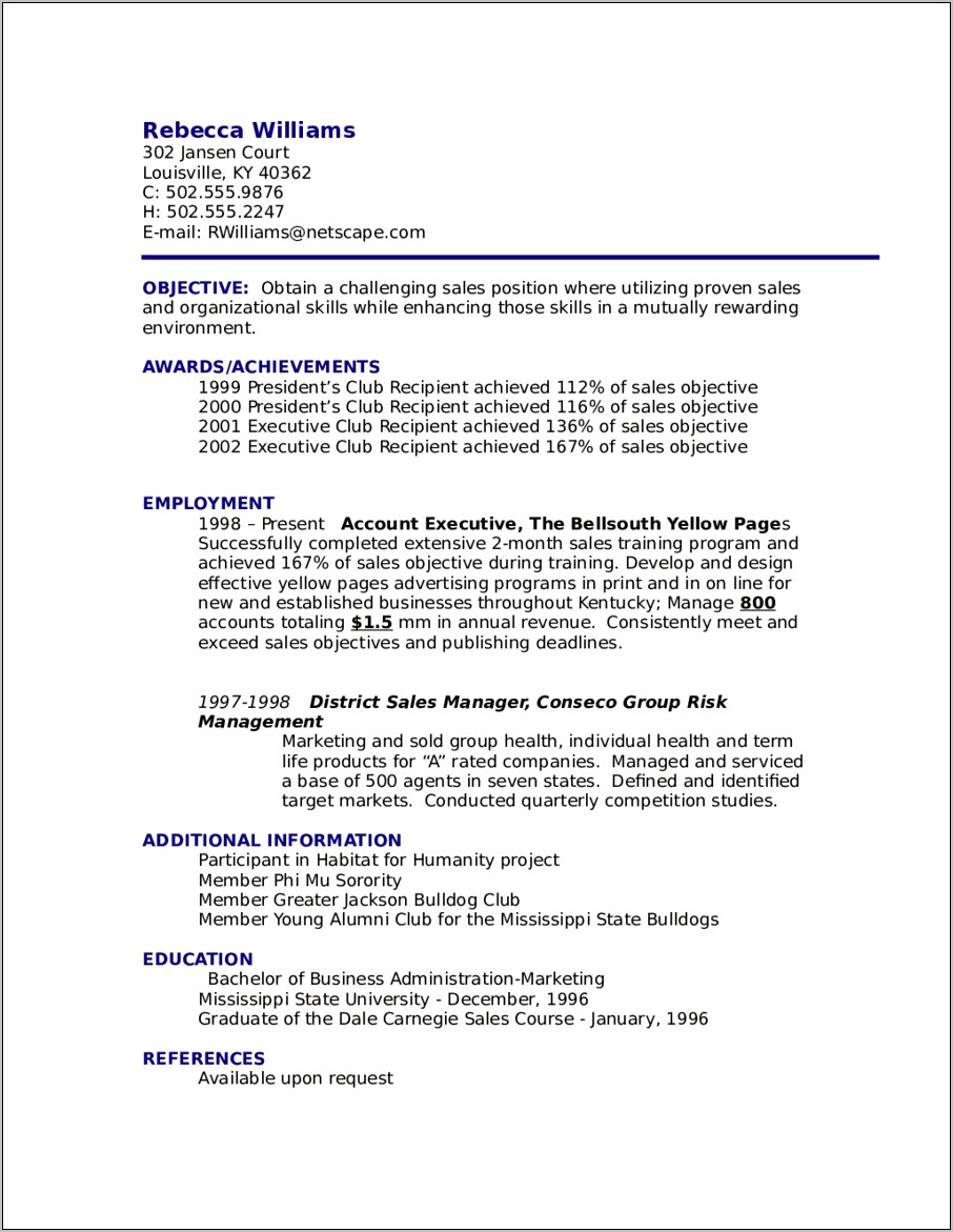 Example Of Business Resume Objectives