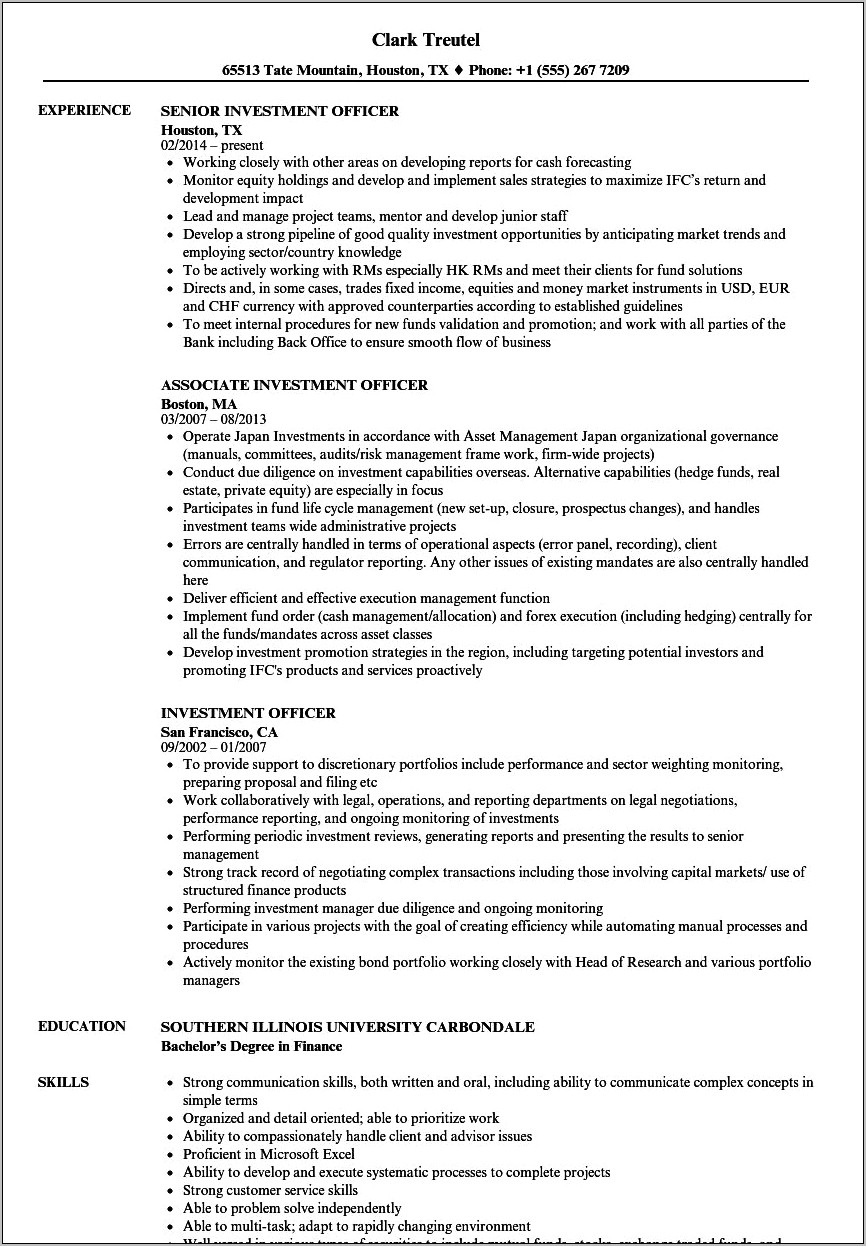 Example Of Caia On A Resume