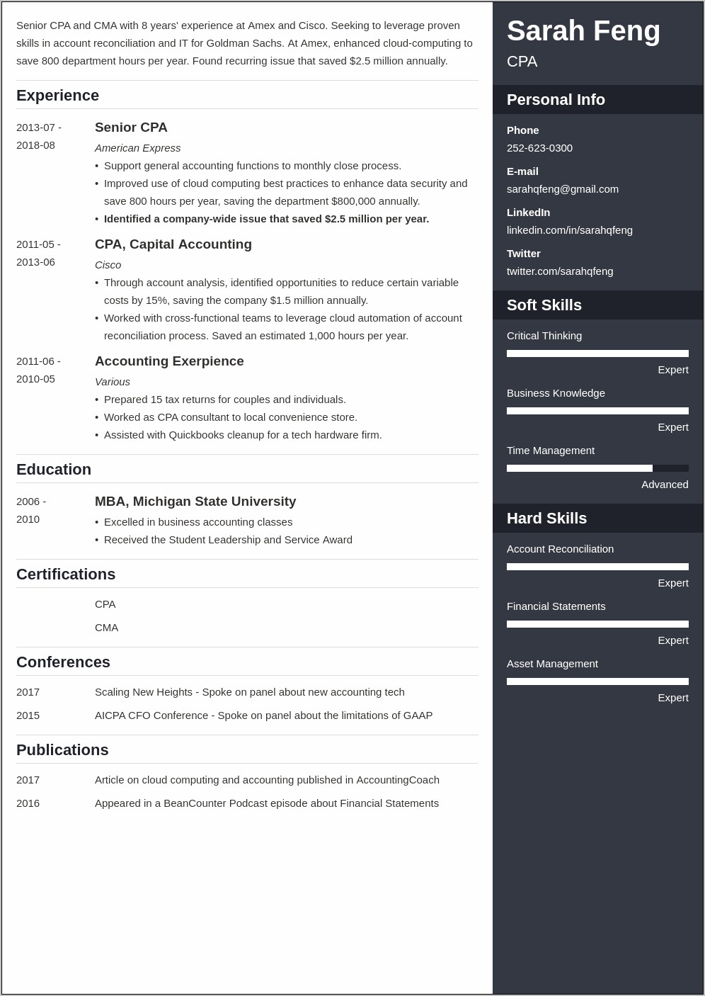 Example Of Chronological Resume For Accountant